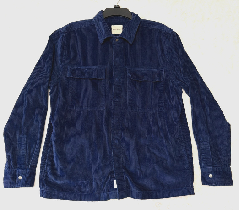 American Eagle Outfitters Mens Size L Navy Blue Corduroy Shirt Jacket Shacket